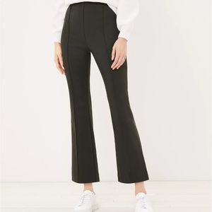 ANN TAYLOR LOFT HIGH WAISTED SIDE ZIP KICKED CROP BLACK PANTS 2 TALL 2T NEW